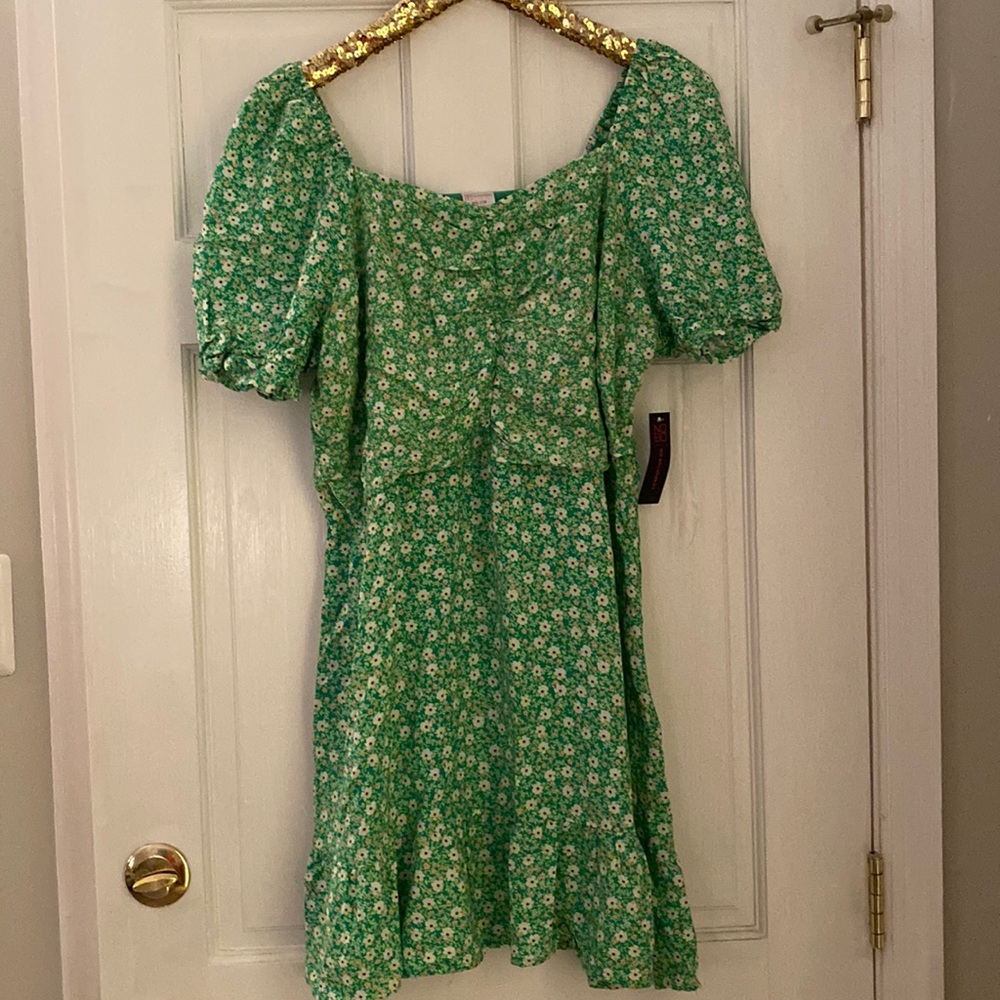 No Boundaries Green Floral Dress XXL NWT